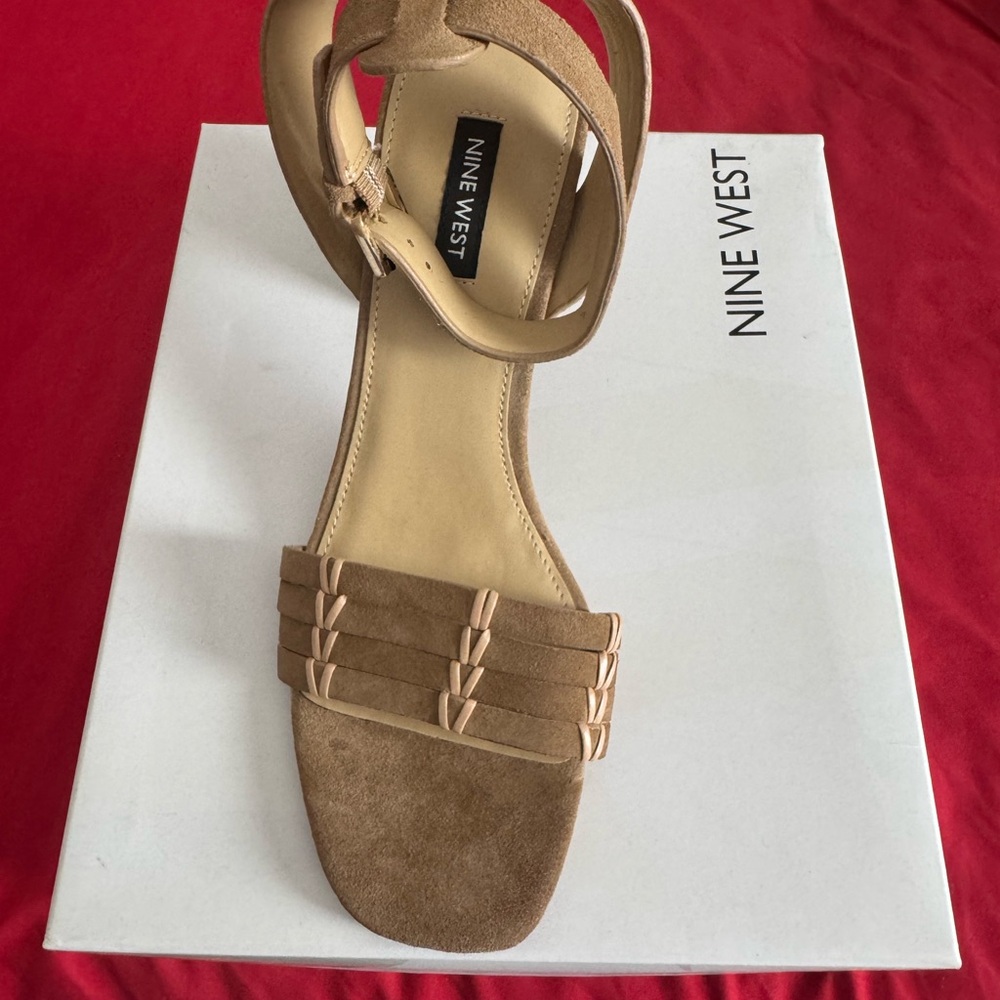 Nine West Tan Block Heel Sandals